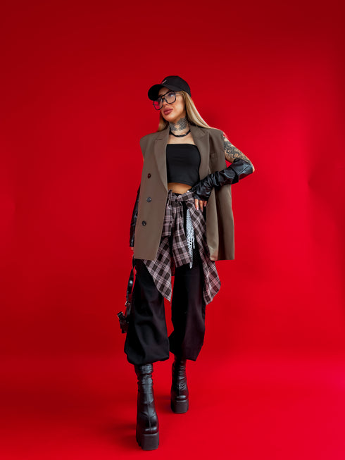 OVERSIZE jacket "SECURITY" - choco